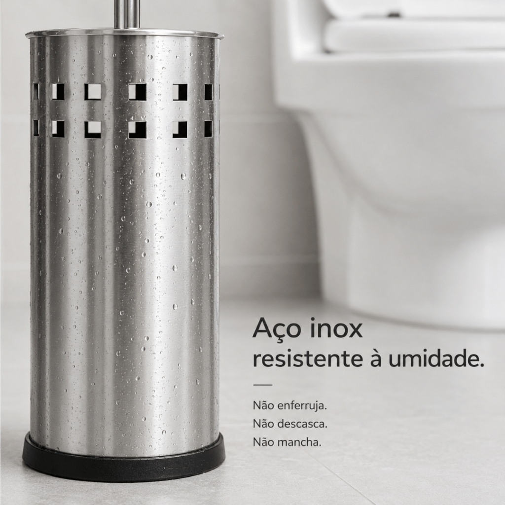 Escova De Vaso Sanitário De Inox Com Base Para Banheiro
