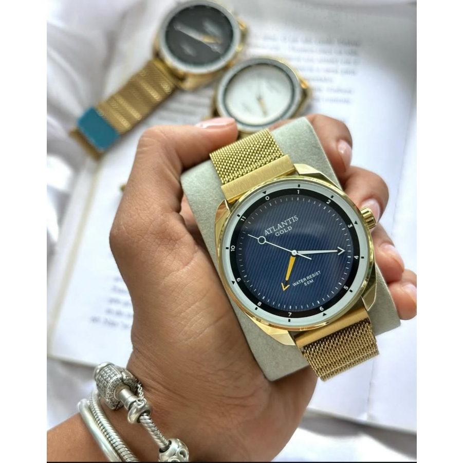Relógio Feminino Atlantis Gold Dourado Pulseira Magnética