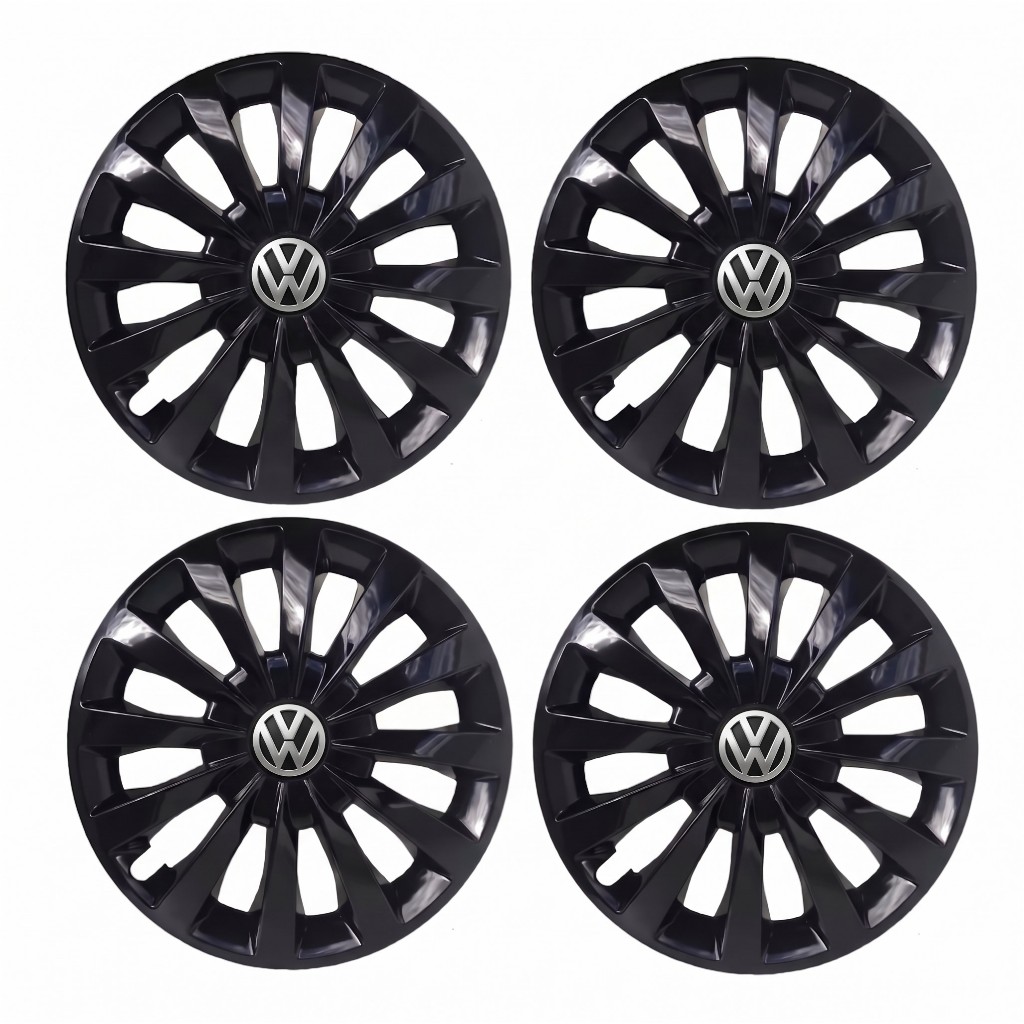 Jogo Calota Passat VW Preto Brilhante Spacefox Santana Saveiro Spacecross Golf Polo Up Virtus