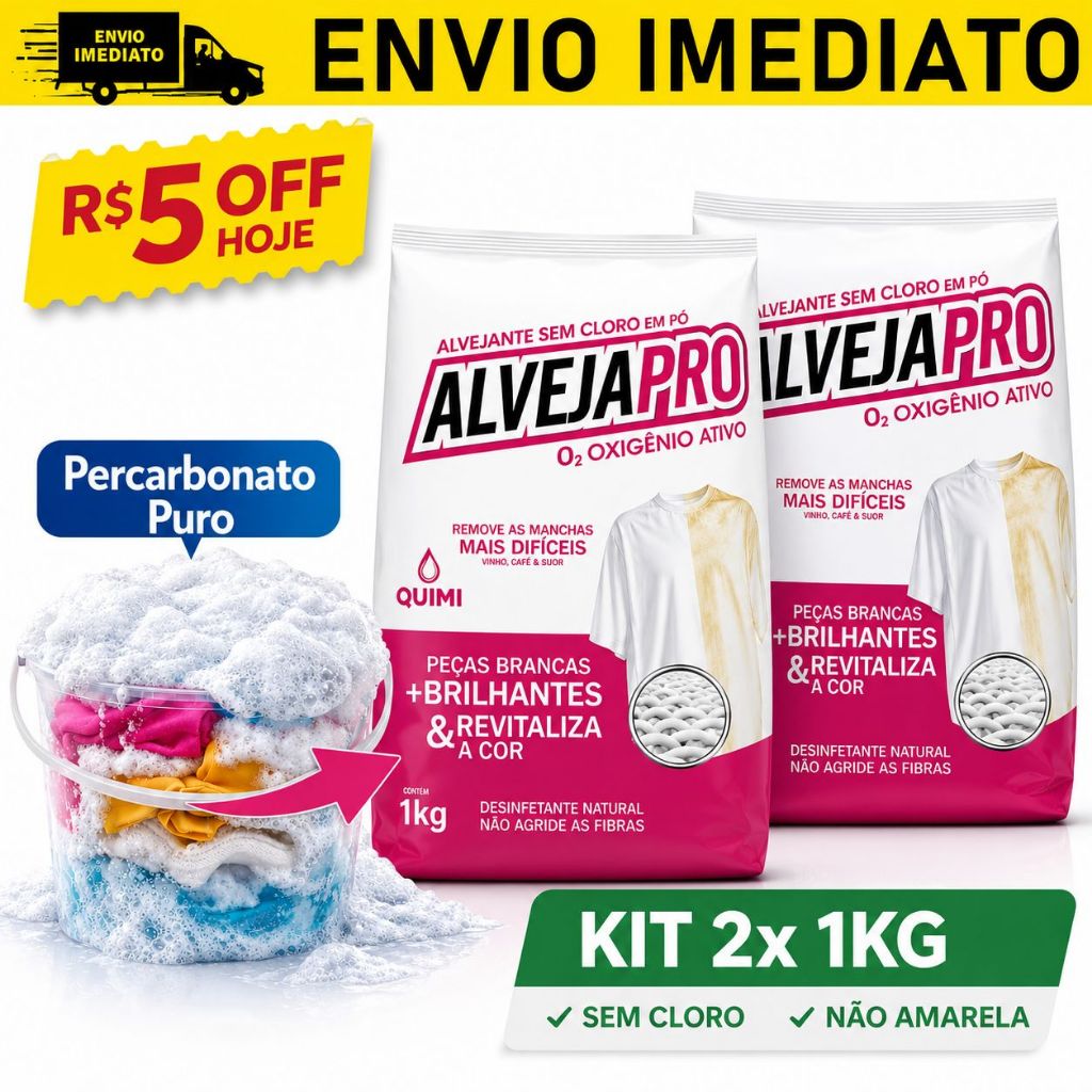kit 2 Percarbonato de Sódio 100% Puro | Alvejante Sem Cloro | Tira Manchas Roupas Brancas e Coloridas