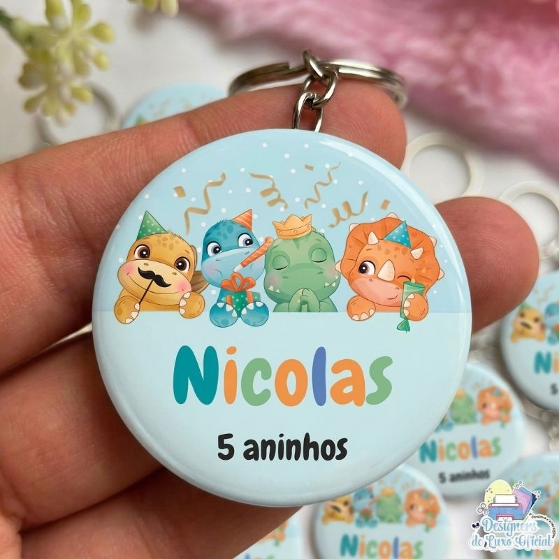Kit 30 Chaveiros dinossauro personalizado lembrancinha cha de bebê aniversário