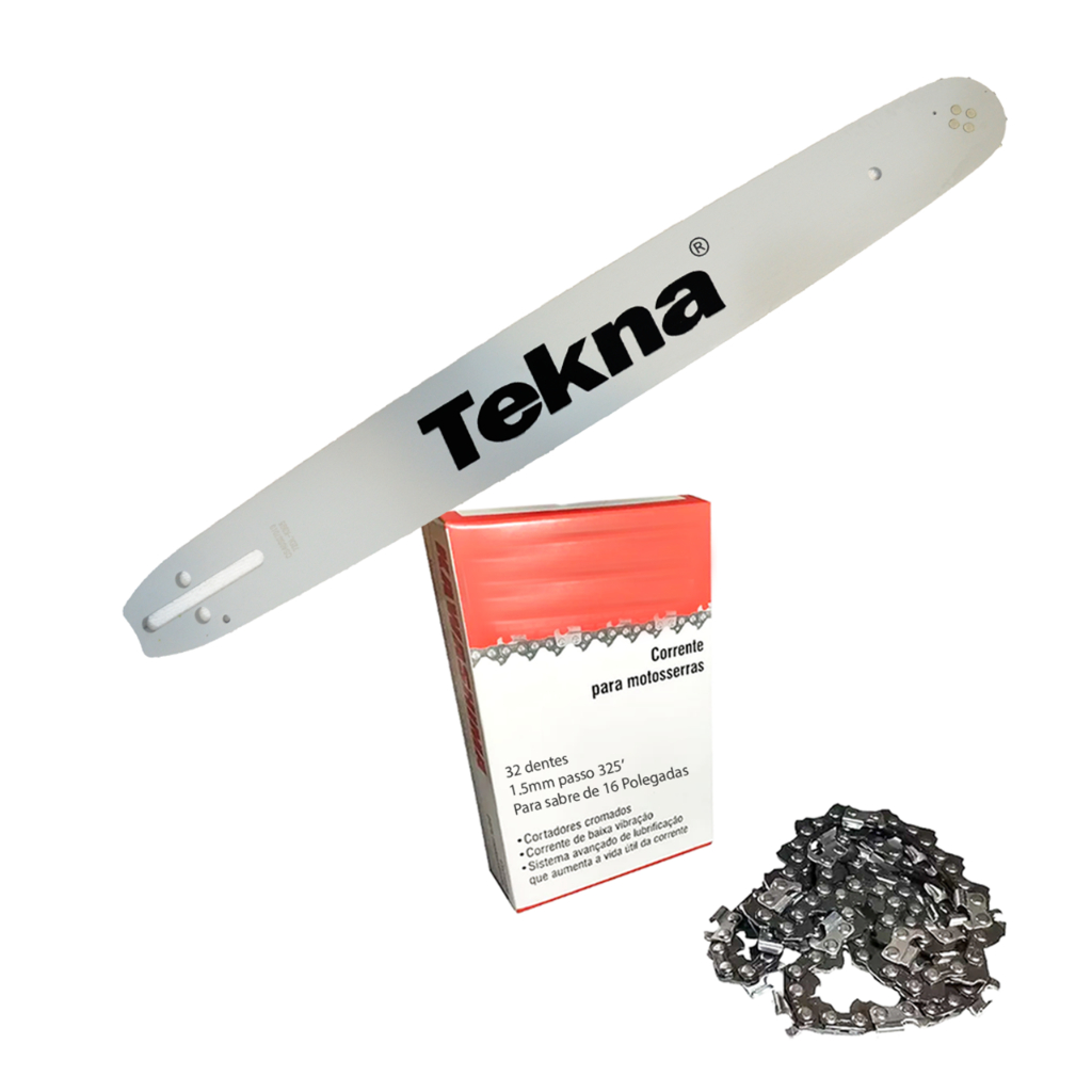 Sabre Barra Facão 40cm + Corrente 32 Dentes Para Tekna CS46 Toyama TCS46X Husqvarna 353 345