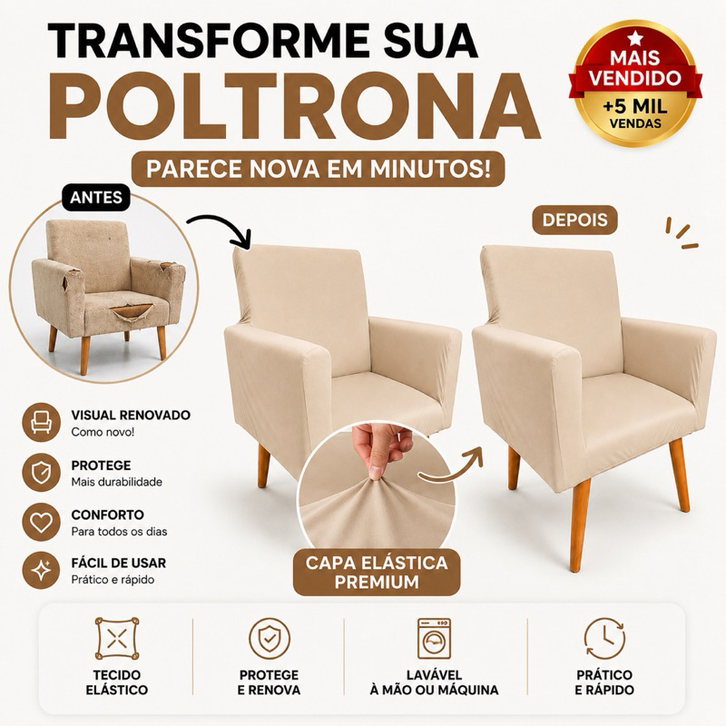 Kit 2 Capa para Poltrona Nina Elasticada Malha Gel Premium Lavável Ajuste Perfeito