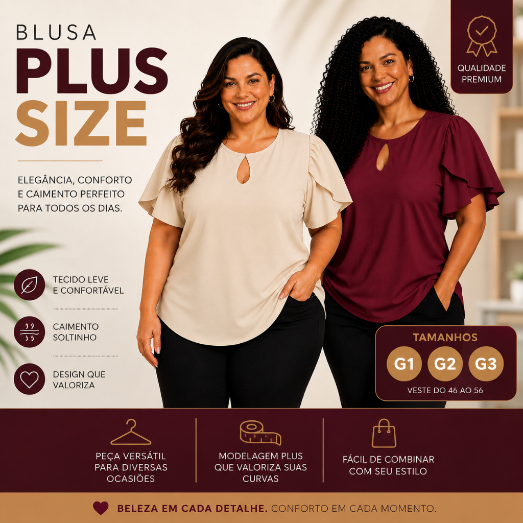 Kit blusa plus size feminina elegante manga curta casual pronta entrega