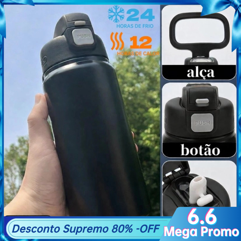 Garrafa térmica 800ml inox Quente e Frio Alça Com palhinha Alça Copo térmico premium-XR-73