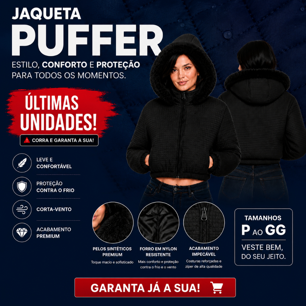 Jaqueta Puffer Feminino Blusa De Frio Feminina Com Capuz Casaco Puffer Feminino Blusa De Frio Quentinha