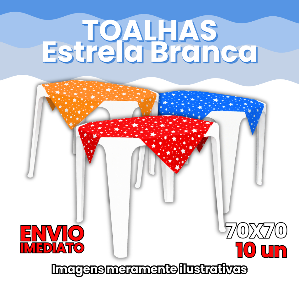 10 Toalhas Estrela de Plástico PP Leitosa 70x70 Para Mesa Festa Varias Cores e Modelos Coloridas
