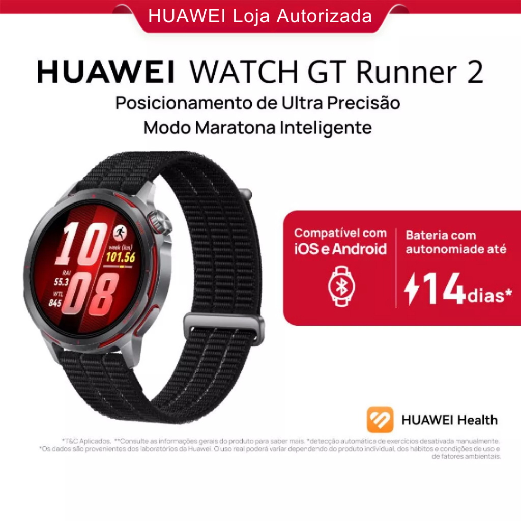 HUAWEI WATCH GT Runner 2 , Smartwatch Relogio, Modo Maratona Inteligente, ECG, GPS, Com uma pulseira extra