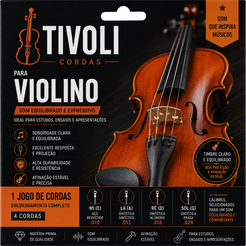 Jogo De Cordas Tivoli para Violino Som Equilibrado