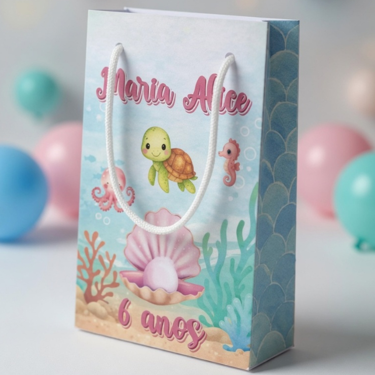 Sacolinha Fundo do Mar / Sacola Personalizada / Lembrancinha personalizada / Aniversário