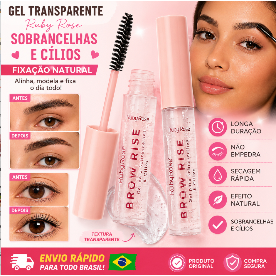 Brow Rise Gel Para Sobrancelhas By Ruby Rose Linha Rosa HB-E2503/HB-F518 Berserk