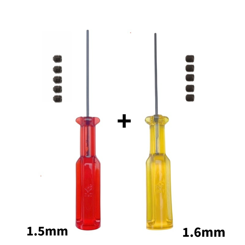 Kit 2 Chaves Allen Vermelha/Amarela + 10 Parafusos de Agulha 1,5mm/1,6mm Maquina Overlock Interlock Galoneira Industrial