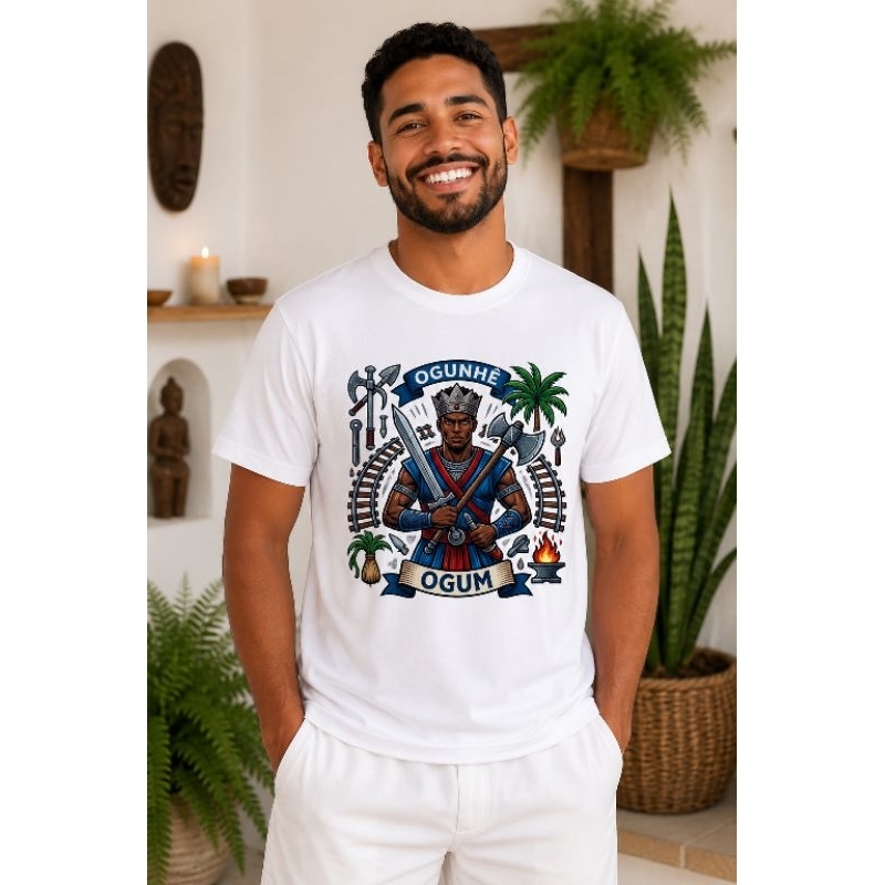 Camisa Ogum Guerreiro Umbanda Candomblé Infantil Ao EXGG Camiseta Axé Ogunhê