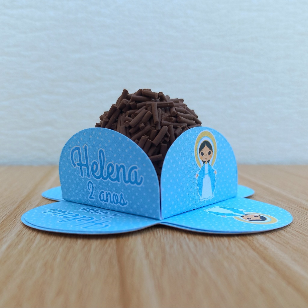 Forminha de Doce Brigadeiro Personalizada Nossa Senhora das Graças - 4 pétalas / Festa de aniversário / Lembrancinha