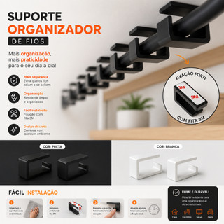ORGANIZADOR DE CABOS PARA MESAS, SETUP ESCRITORIO E GAMER | ESCONDE FIOS E MANTÉM TUDO ORGANIZADO