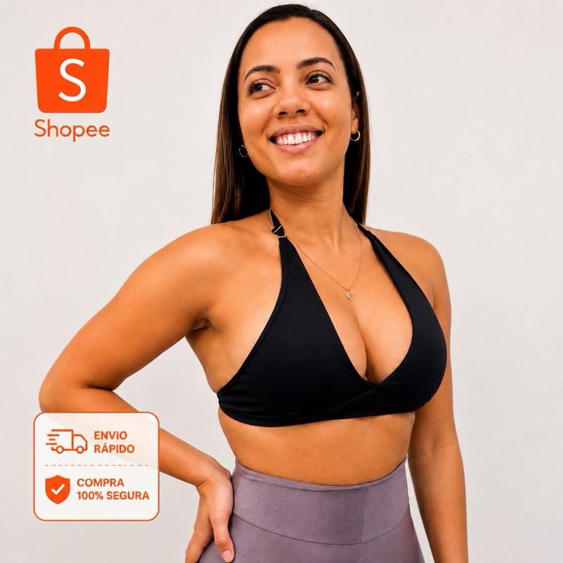Top Frente Única Feminino Costas Nuas Regulável Fitness Academia e Casual