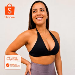 Top Frente Única Feminino Costas Nuas Regulável Fitness Academia e Casual