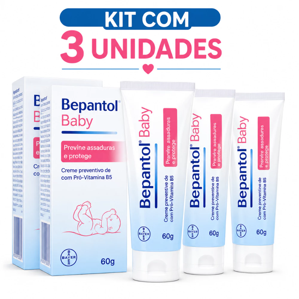 Pomada Assadura Bebê Bepantol Baby Kit 3 Unidades 60g Creme Preventivo Contra Assaduras
