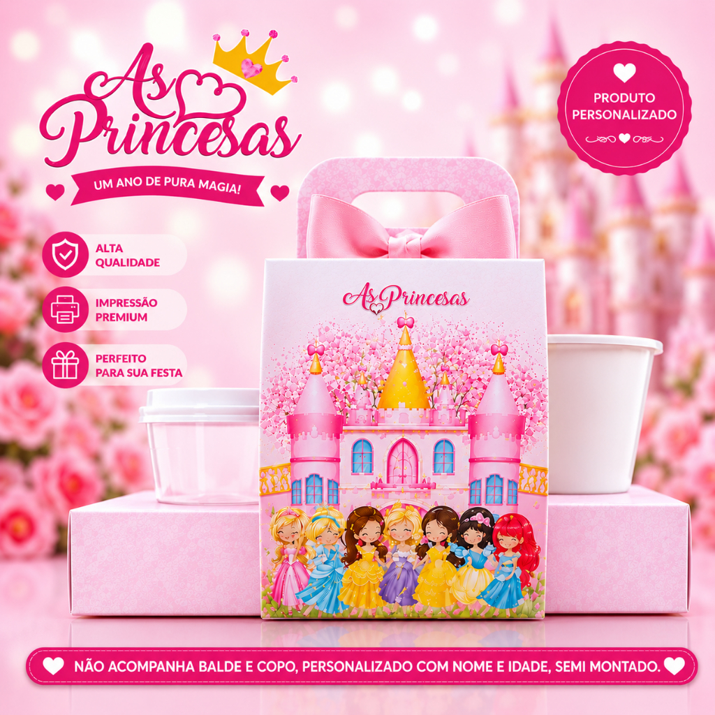 Caixa cineminha- Kit cineminha personalizada- Princesas cute- Princesas baby- Disney- TODOS OS TEMAS- SOMENTE A CAIXA