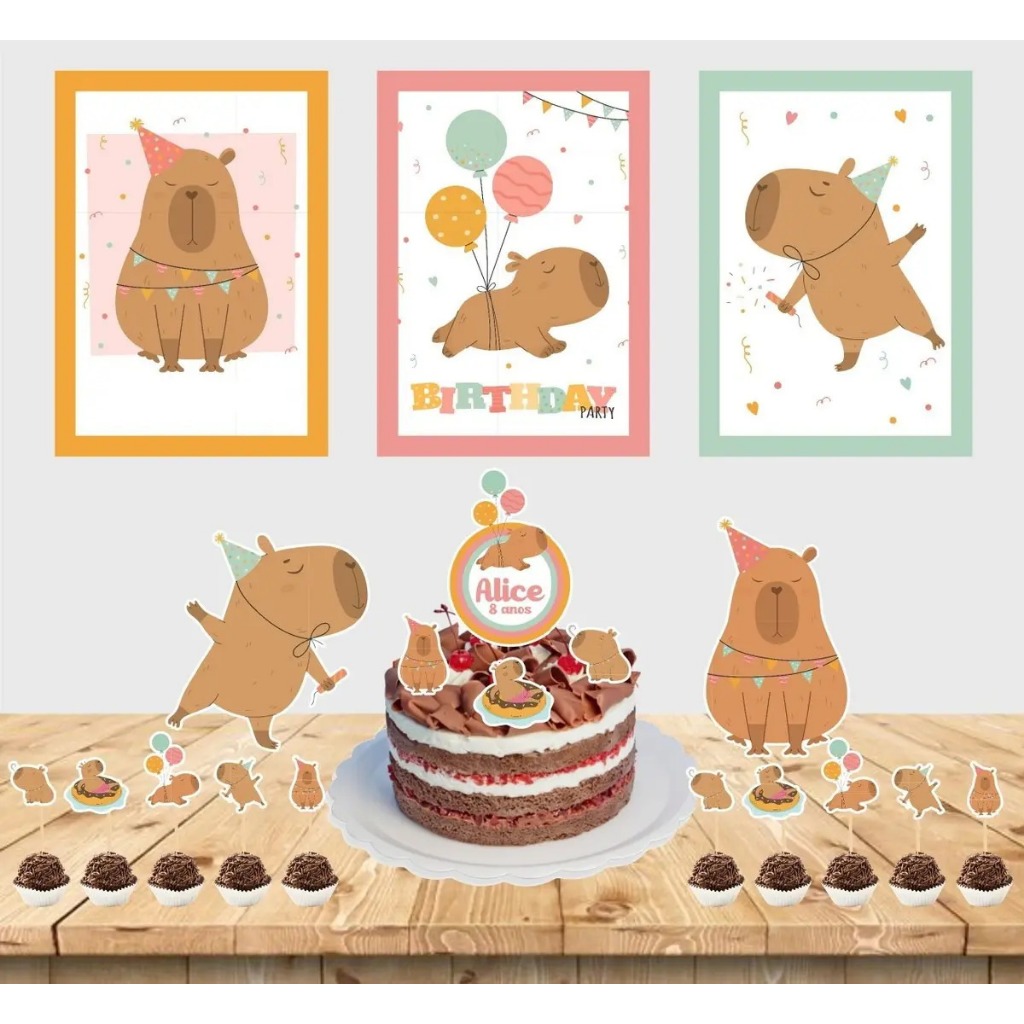 Kit festa em casa personalizado fazemos todos os temas Capivara