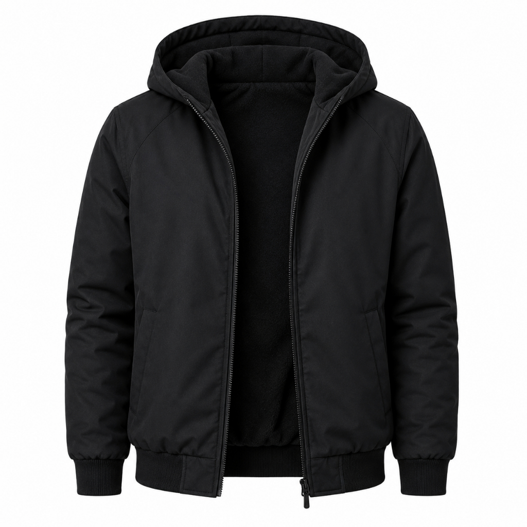Jaqueta Corta Vento Masculina Com Capuz E Bolsos Com Zíper Inverno