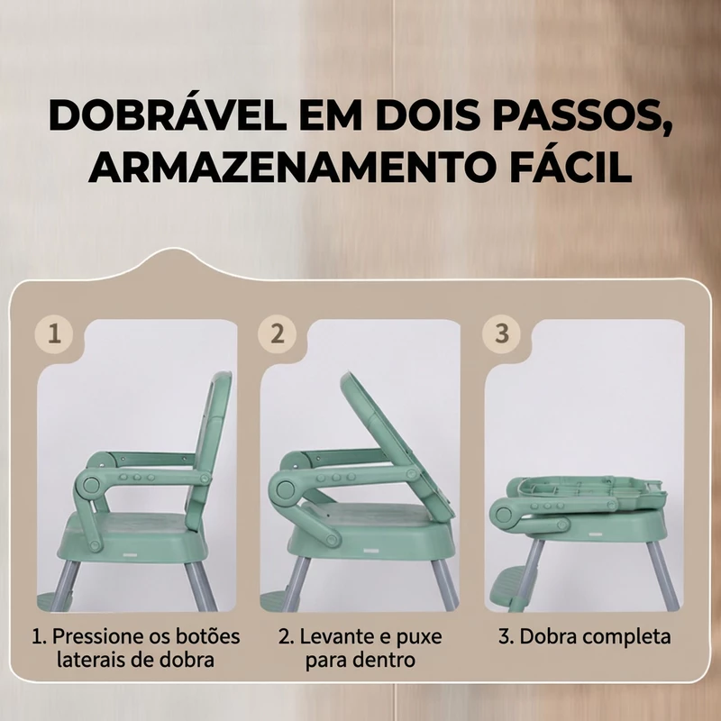 Cadeira de Alimentação Infantil Dobrável Flybb para Bebê Segura — foto 6