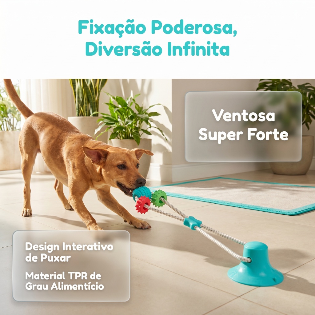 Brinquedo com Ventosa para Cães, Puxar e Mastigar, Limpa os Dentes, TPR, para Sozinhos em Casa