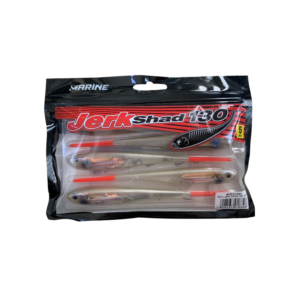 Kit c/ 5 Isca Artificial Marine Jerk Shad 130 13cm Soft Flexível Diversas Cores