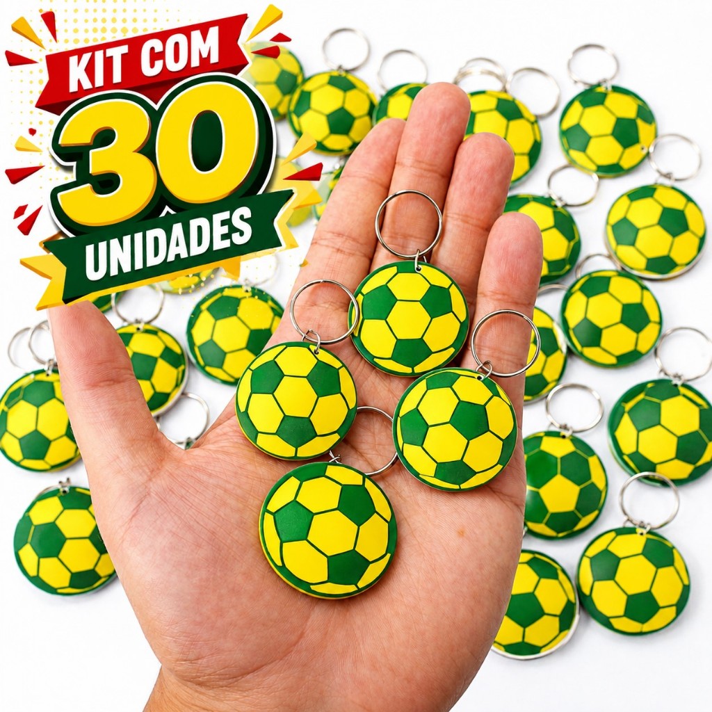 Chaveiro Bola Futebol verde e amarelo Brasil ótimo para dar como Lembrancinha , futsal, torneio, festa, copa do mundo