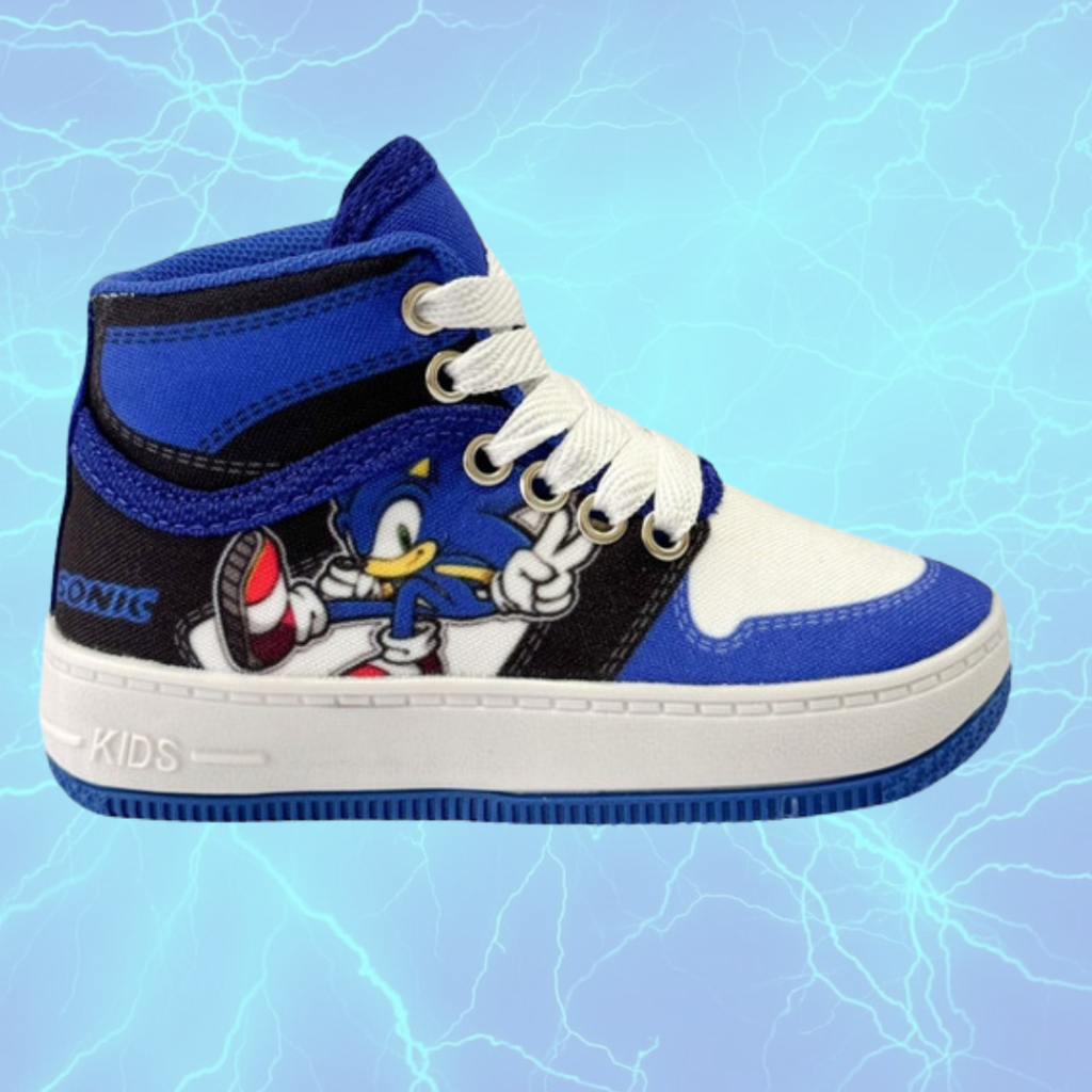 Tênis Masculino Botinha Baby Sonic Estampado Confortável Antiderrapante Casual Escolar Menino 20 ao 25