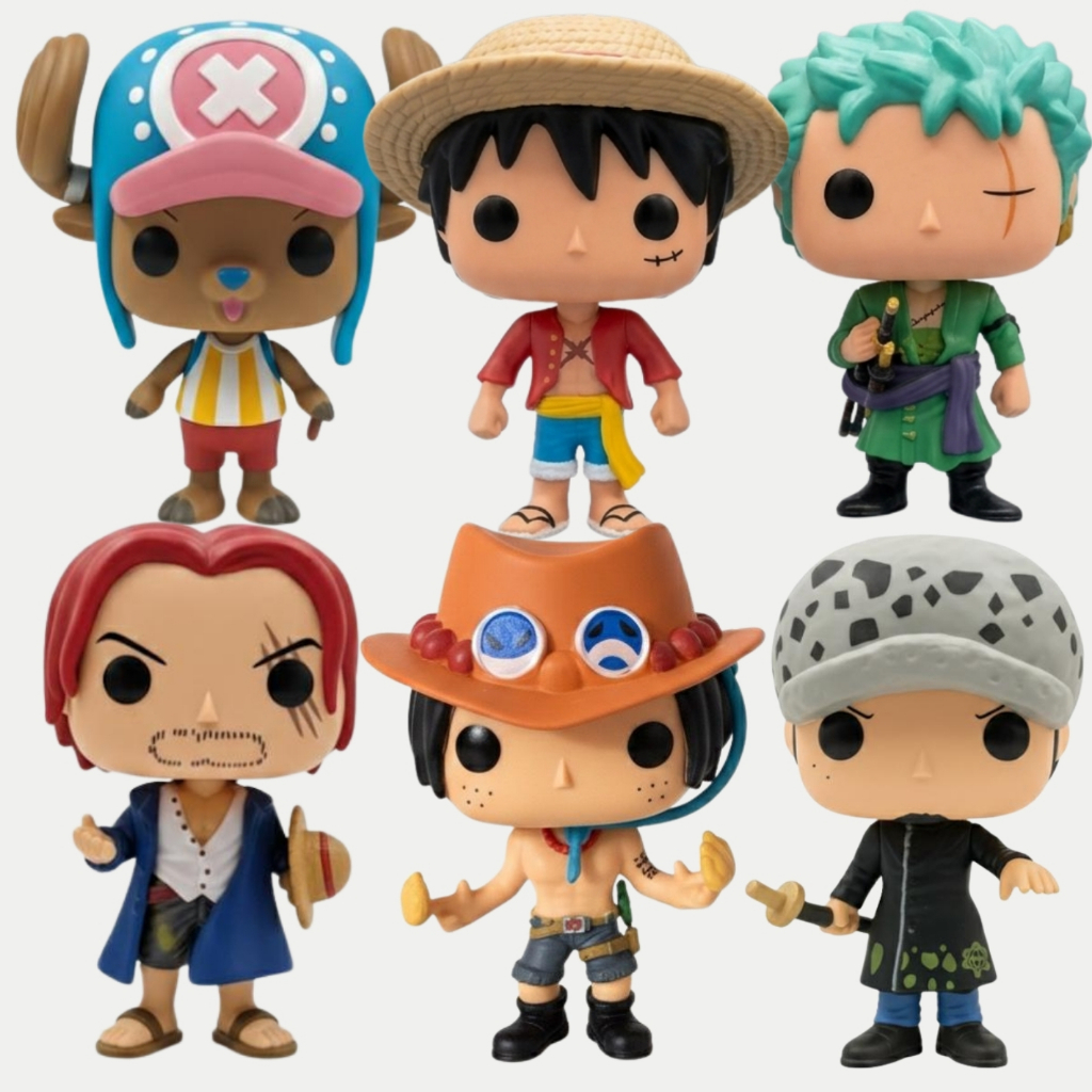 Bonecos One Piece Na Caixa Kit Com 6 Unidades Luffy Zoro Chopper Ace Law Shanks Action Figure Colecionável Original Novo