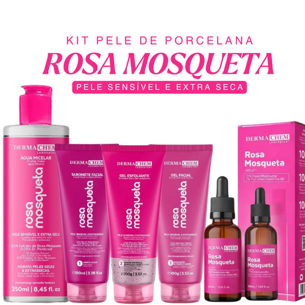 Kit 5 Itens Completo SkinCare Rosa Mosqueta Dermachem Sérum