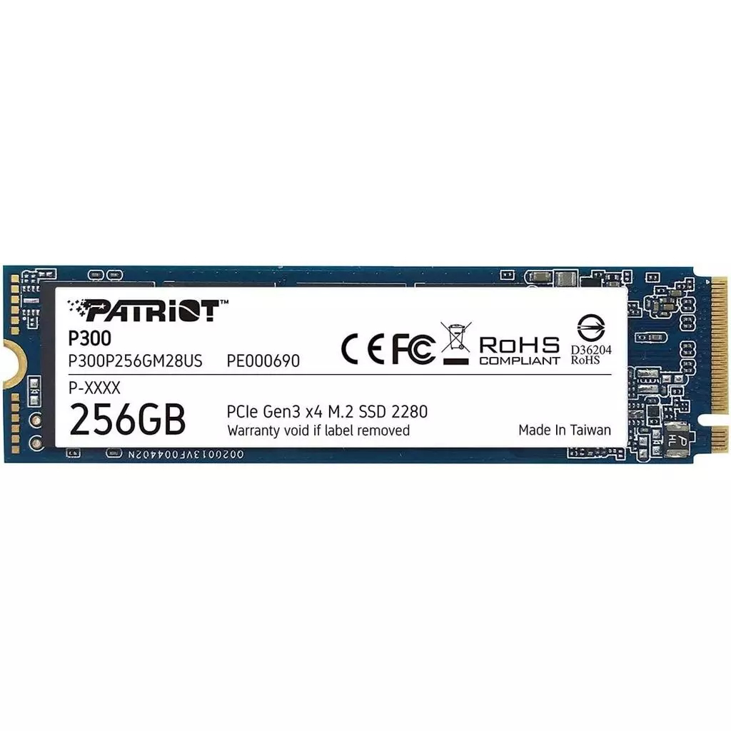 SSD M2 256GB Patriot P300, M.2 NVME, Lacrado Leitura 1700MBs e Gravação 1100MBs