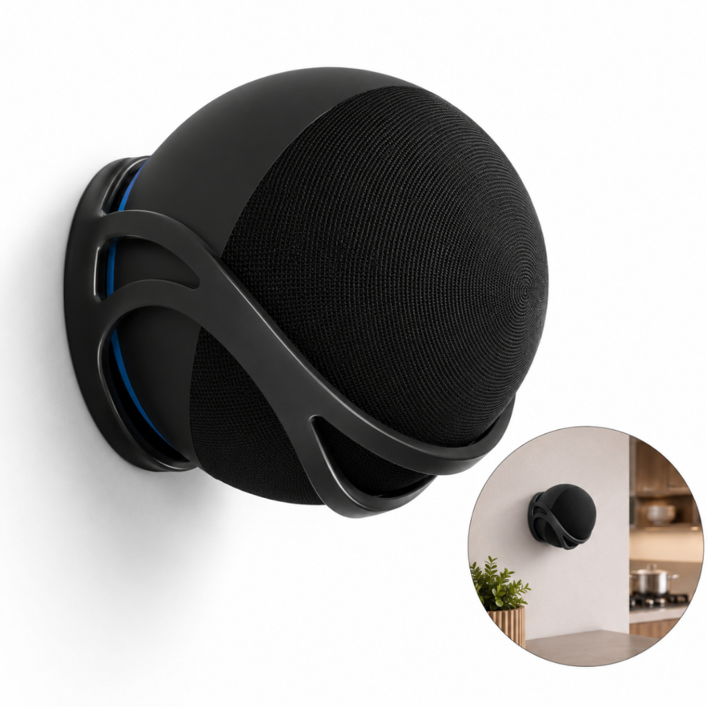 Suporte De Parede Para Echo Dot 4 E 5 Alexa Amazon ABS Preto