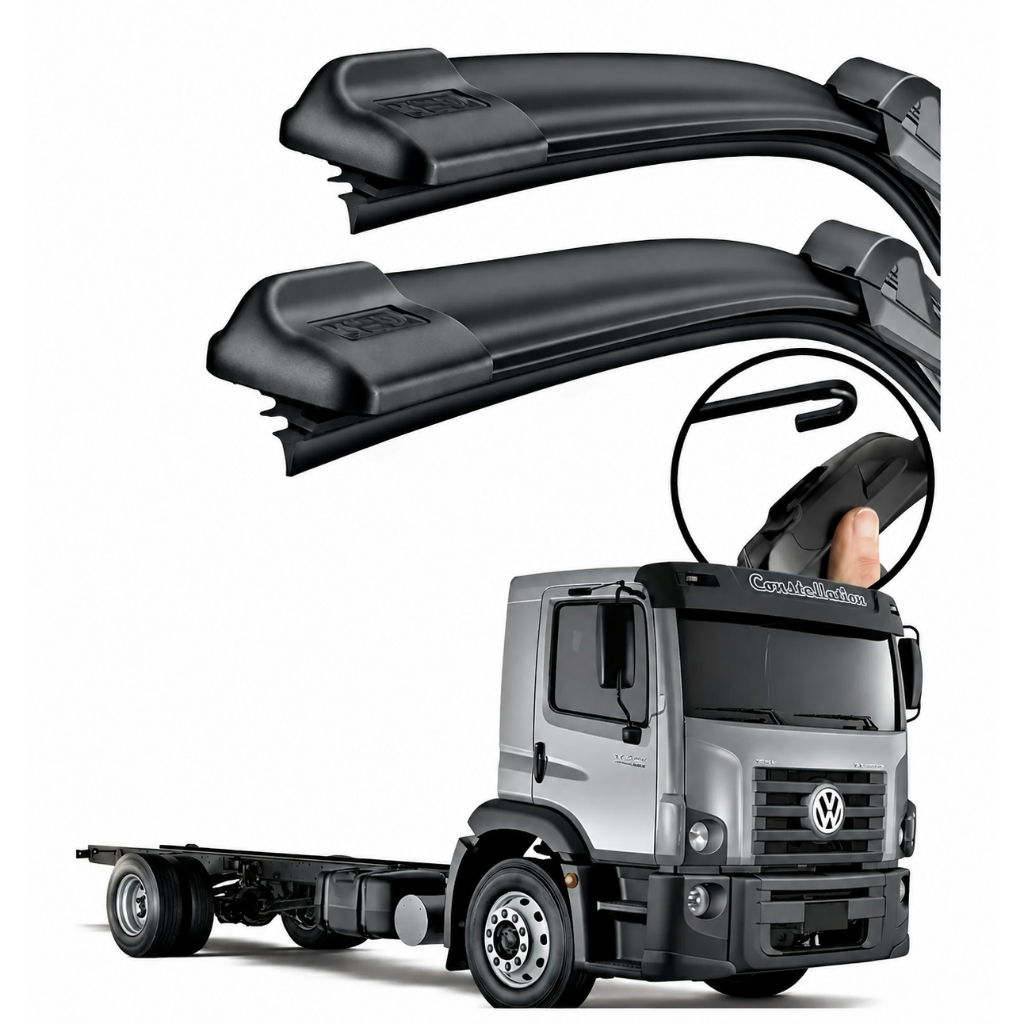 Kit Par Palheta Limpador Para-brisa 24" Gancho Caminhão VW Constellation 31260 (2008+) 31280 (2008+)