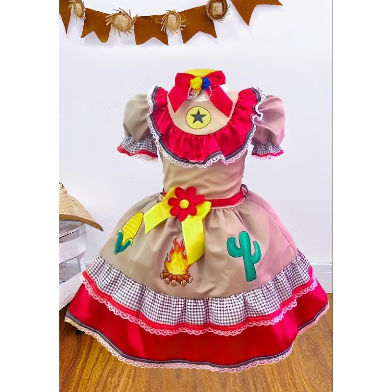 vestido infantil cangaceira Maria bonita