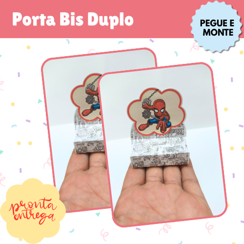 Porta Bis Duplo Homem Aranha | Lembrancinha Festa Infantil | Tema Homem Aranha | Pegue e Monte