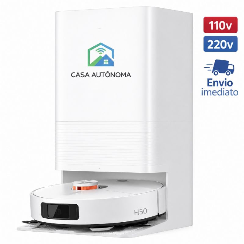 Robô Aspirador H50 Mop Giratório  Lavagem estação Automática | Autolimpante + Sucção Potente 10000Pa