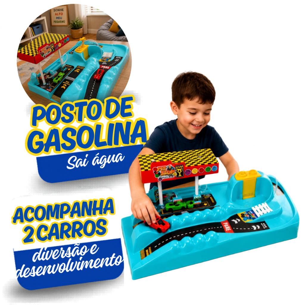 Pista Miniatura Infantil Posto Combustivel Lavagem  Educativa acompanha Carrinhos Turma da Mônica