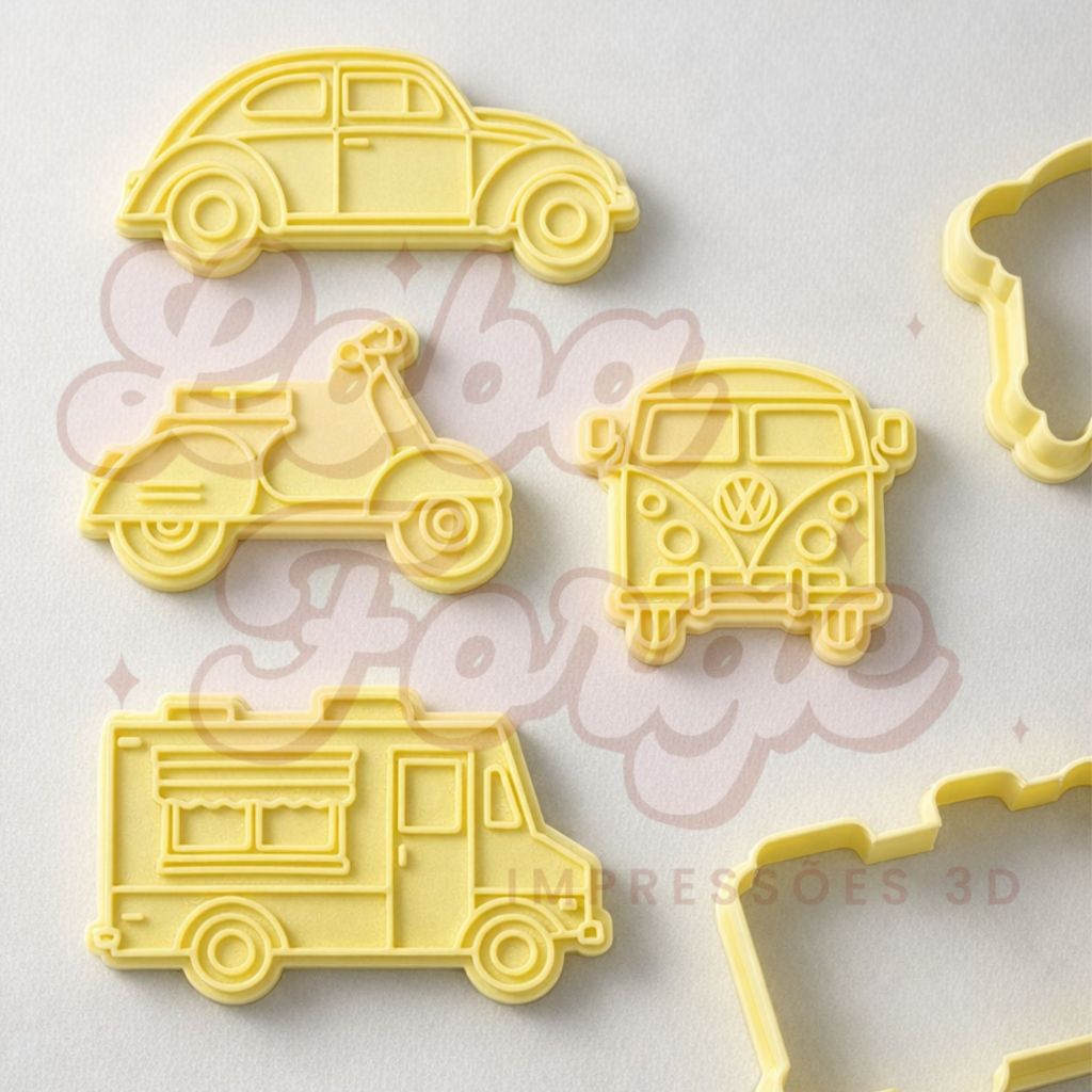 Carimbo e Cortador Biscoito Automóveis - Fusca, kombi VW, Vespa e Food Truk