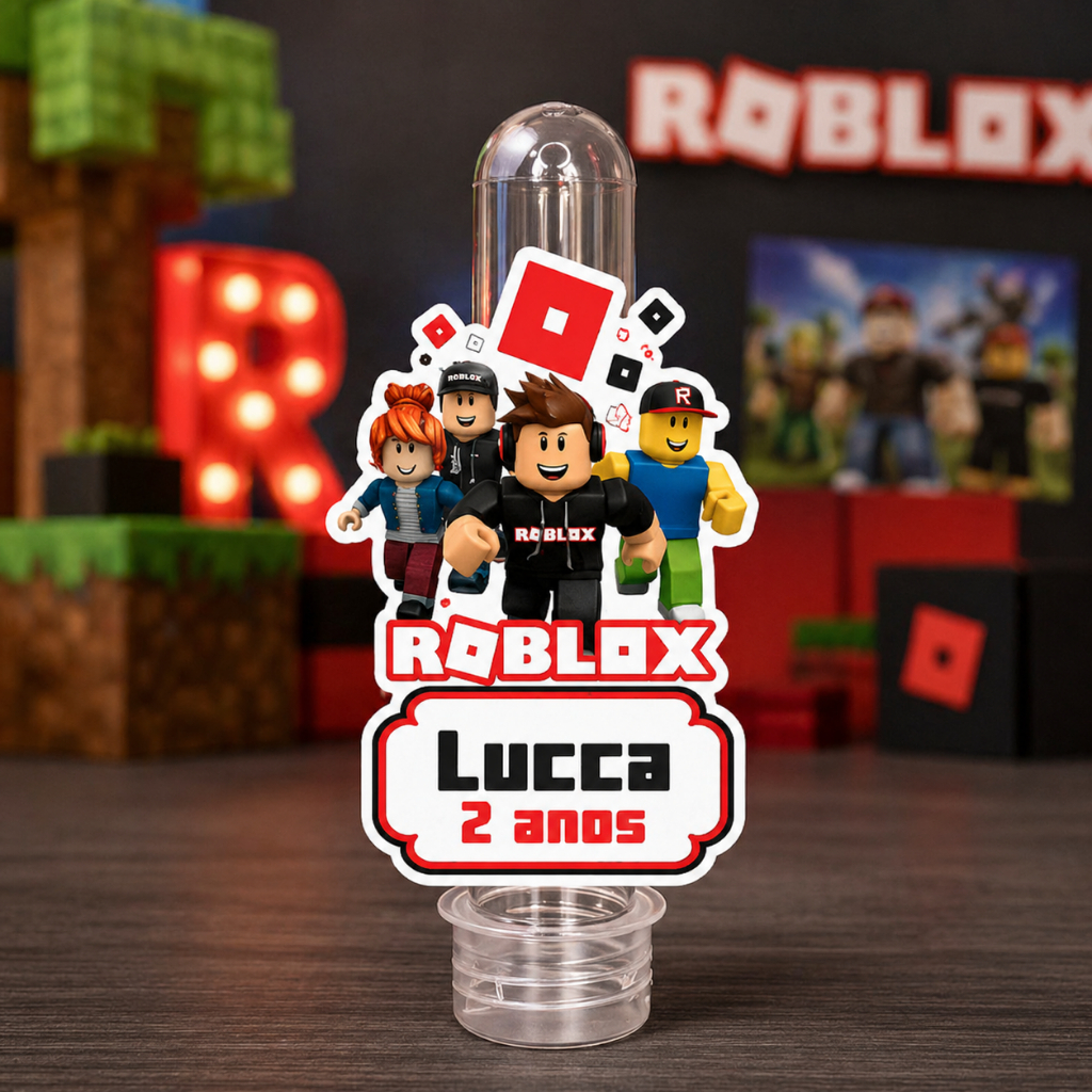 10 Tags Aplique Tubete Roblox Personalizado | Lembrancinha Festa Infantil (não acompanha tubete)