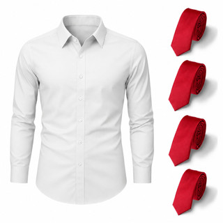 Kit Camisa Social Masculina Slim + Gravata Tradicional Oficial