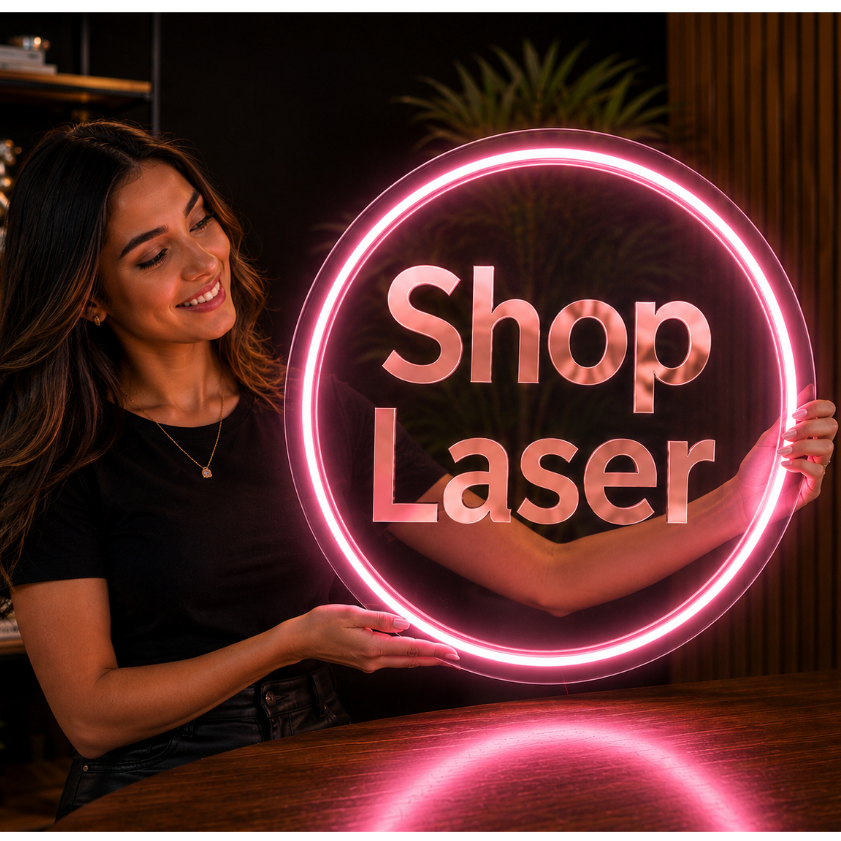 Placa Neon LED Personalizada com sua Marca Nome Acrílico Decorativa para Loja, Escritório e Empresa