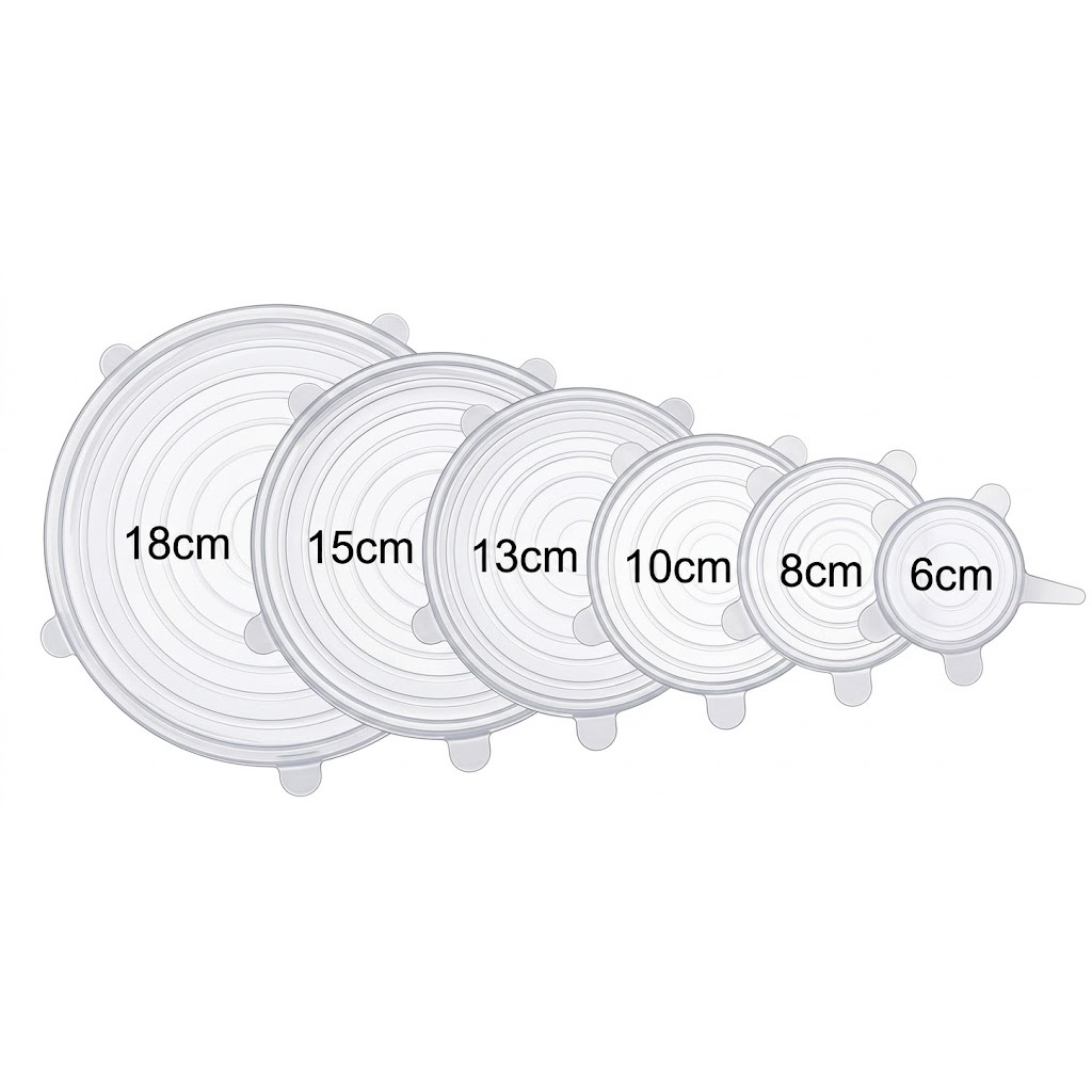 Kit 6 Peças Tampa Vedadora de Silicone Universal Elástica Reutilizável Pote Panela Multiuso
