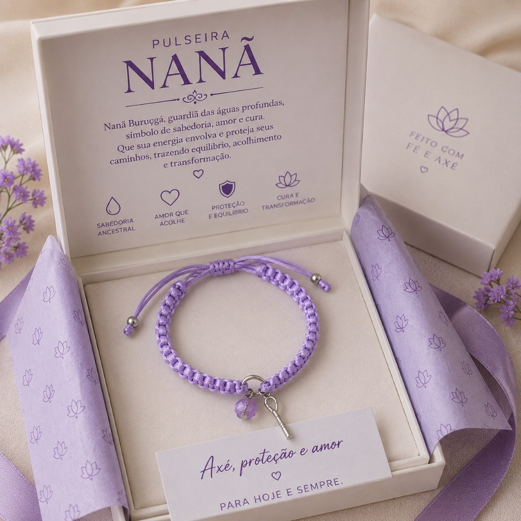 Pulseira  Macramê Nanã Ibiri Cristal Umbanda Candomblé