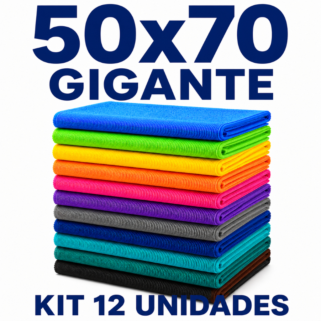 Kit 12 Panos de Chão Microfibra Flanela 50x70 Alta Absorção Multiuso