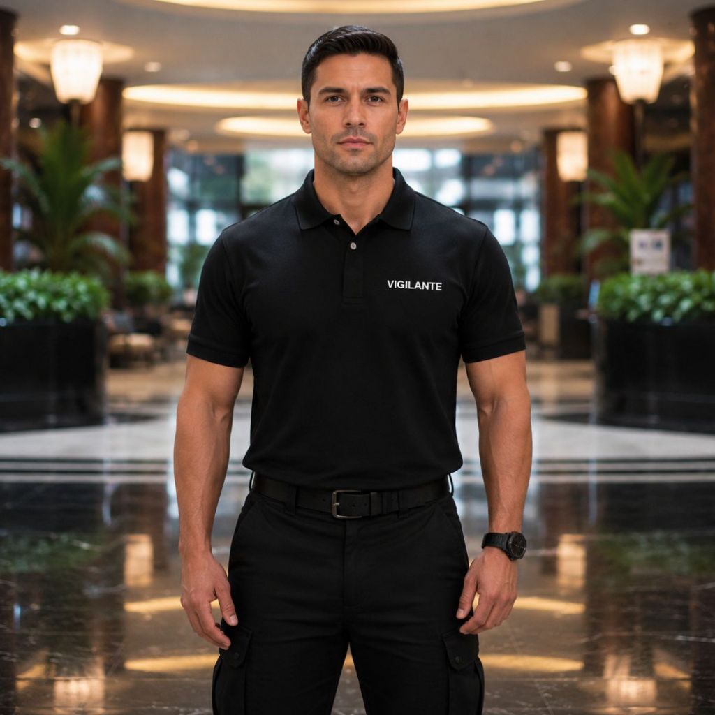 Camisa Vigilante Gola Polo Camiseta Polo Piquet PA Premium Blusa Profissional Vigilante Preta