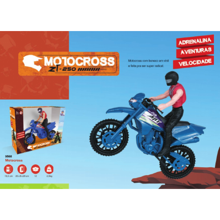 Mister Brinque Motocross Zt-250 De Brinquedo - Menino, Moto, Motinha, Motoca, Totoca, Boneco