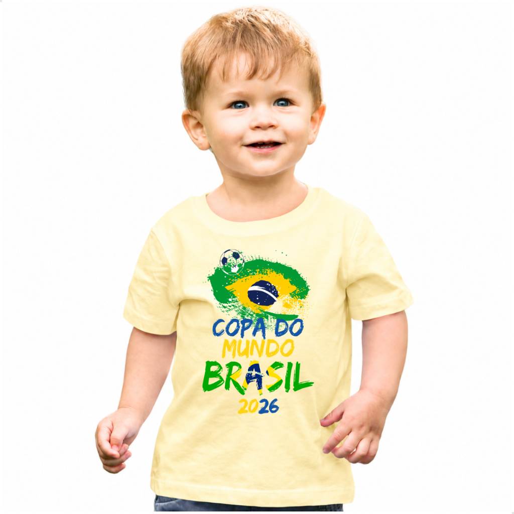 Camiseta infantil copa do mundo brasil torcer pelo hexa