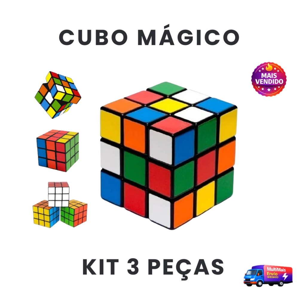 Cubo Mágico KIT 3 Peças Profissional 5X5 Brinquedo Educativo Quebra Cabeça Infantil Adulto Jogo